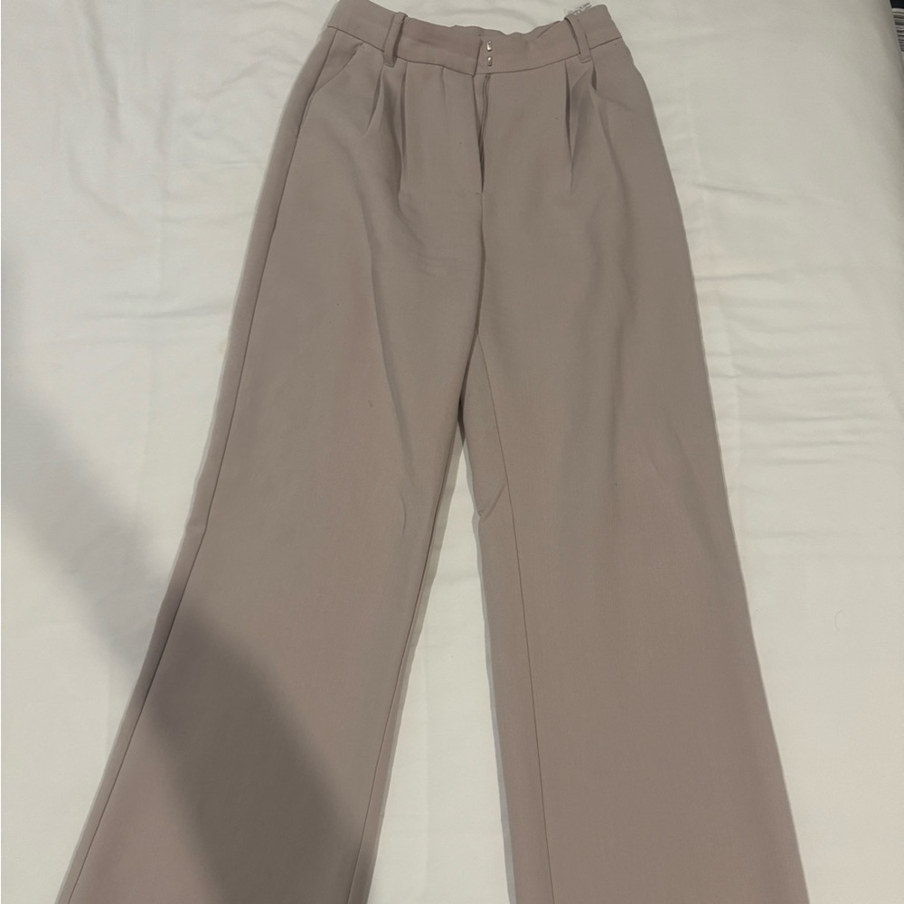 A&F Sloane Tailored Wide Leg Pant Beige/Cream